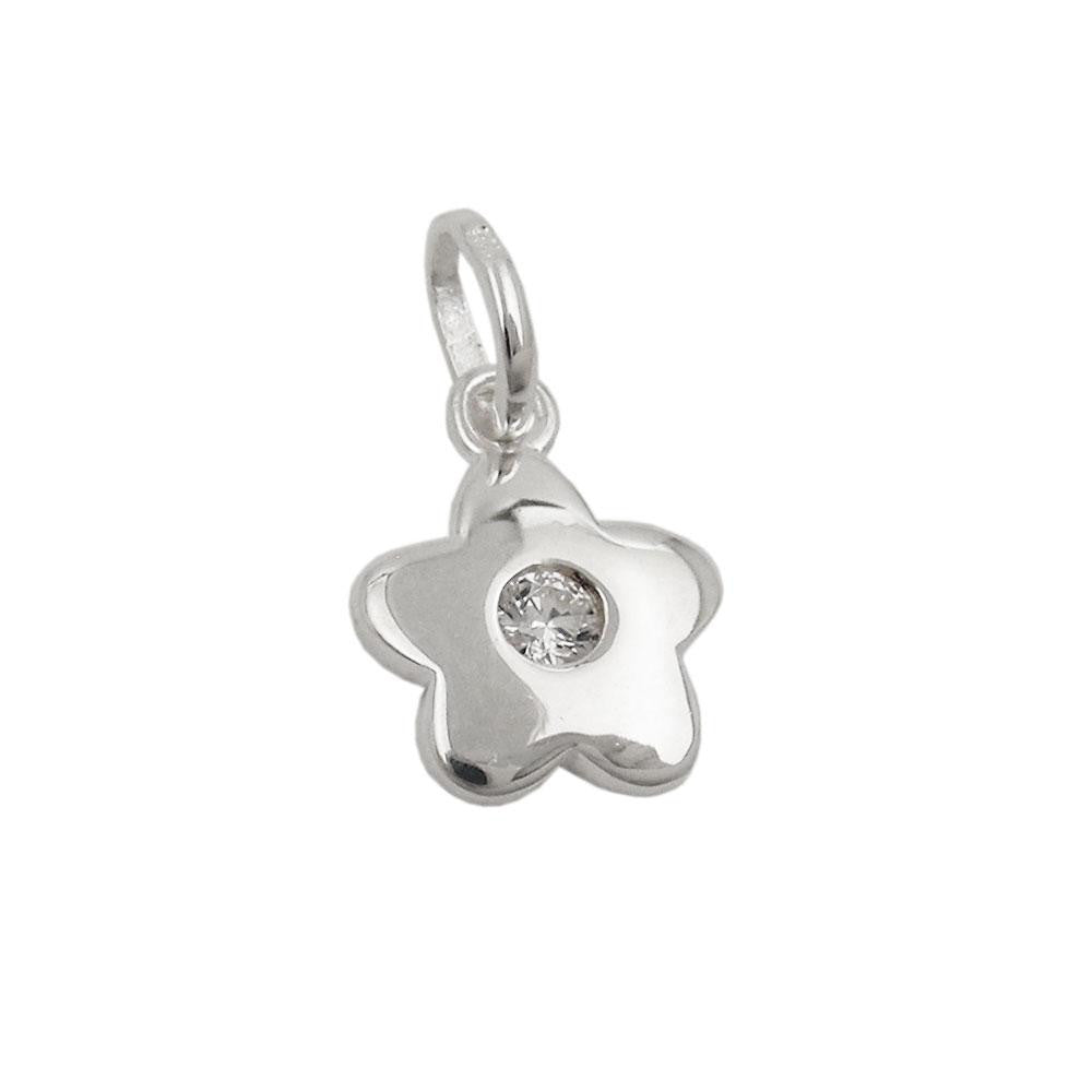 Pendant Flower Zirconia White Silver 925