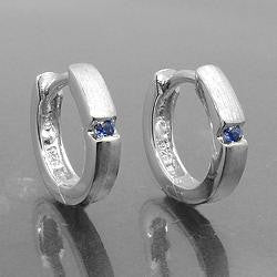 Hoop Earrings Zirconia Blue Silver 925