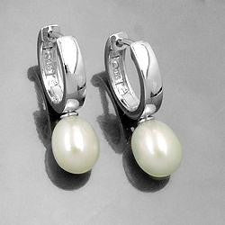 Hoop Earrings Pearl Silver 925