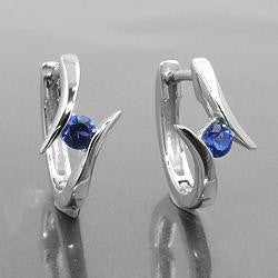 Hoop Earrings Zirconia Blue Silver 925