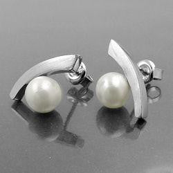 Earrings Bow Imitation Pearl Silver 925