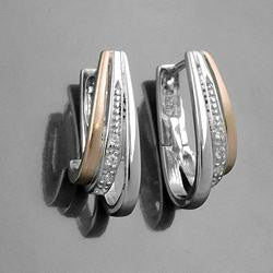 Hoop Earrings Two Tone Silver 925