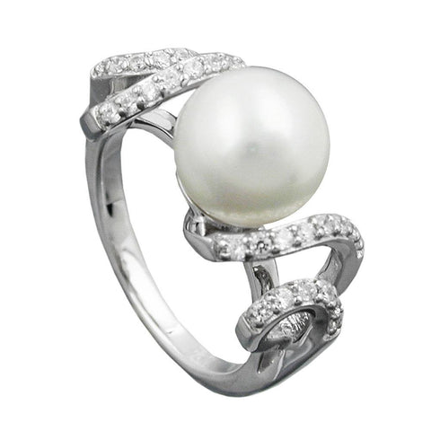 Ring, Pearl And Zirconias, Silver 92