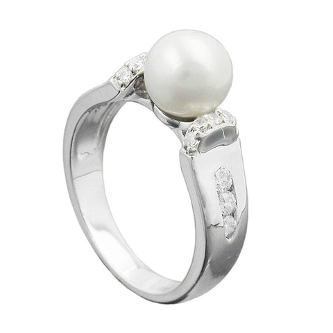 Ring, Pearl And Zirconias, Silver 925